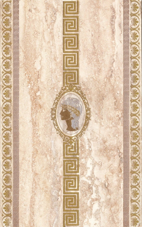 Газкерамика Травертин 25х40 см декор 4 (медальон + лабиринт) кремовый 