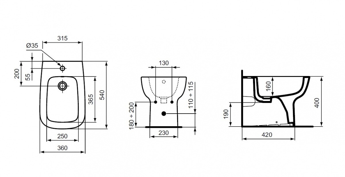 Ideal Standard Esedra T281301 биде напольное