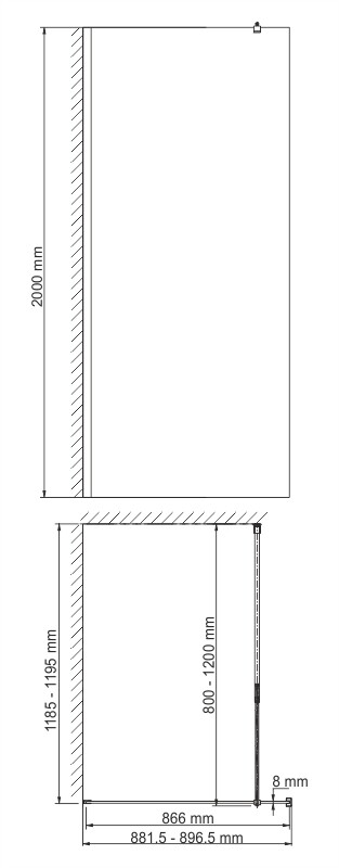 WasserKRAFT Rossel 28W39 душевая перегородка 90*200