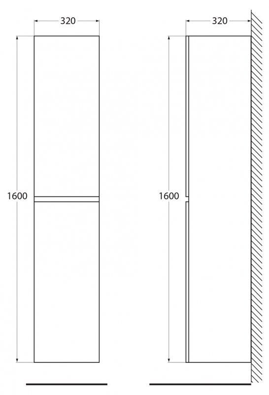 BelBagno Albano 32 шкаф-пенал подвесной ALBANO-1600-2A-SC-BL-P L/R