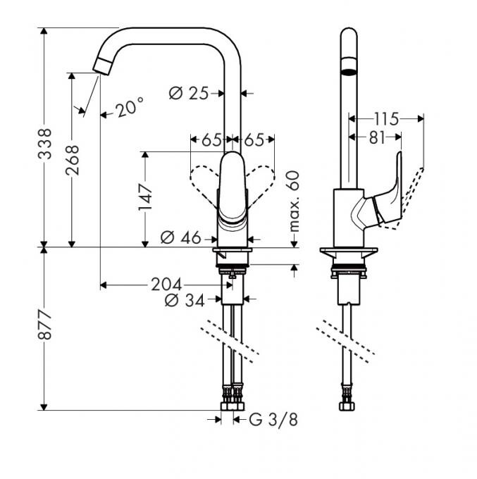 Hansgrohe Focus 31820000 смеситель для кухни хром