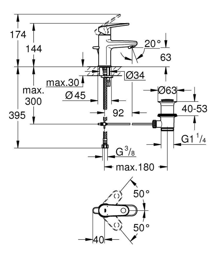 Grohe Europlus 33156002 смеситель для раковины 28 мм