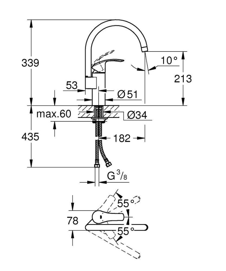 Grohe Eurosmart 33202DC2 смеситель для кухни суперсталь