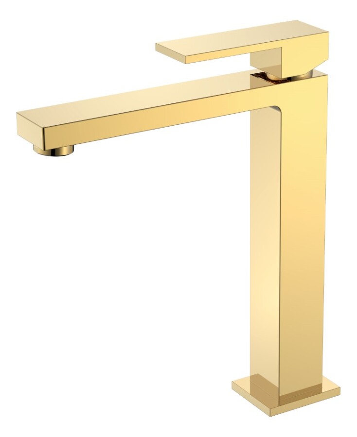 Смеситель для умывальника высокий Boheme Qubic Shine Gold 472-G