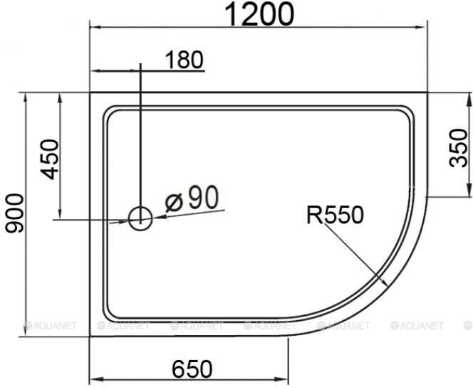 Cezares TRAY-A-RH-120/90-550-15-W-R душевой поддон акриловый 120*90*15