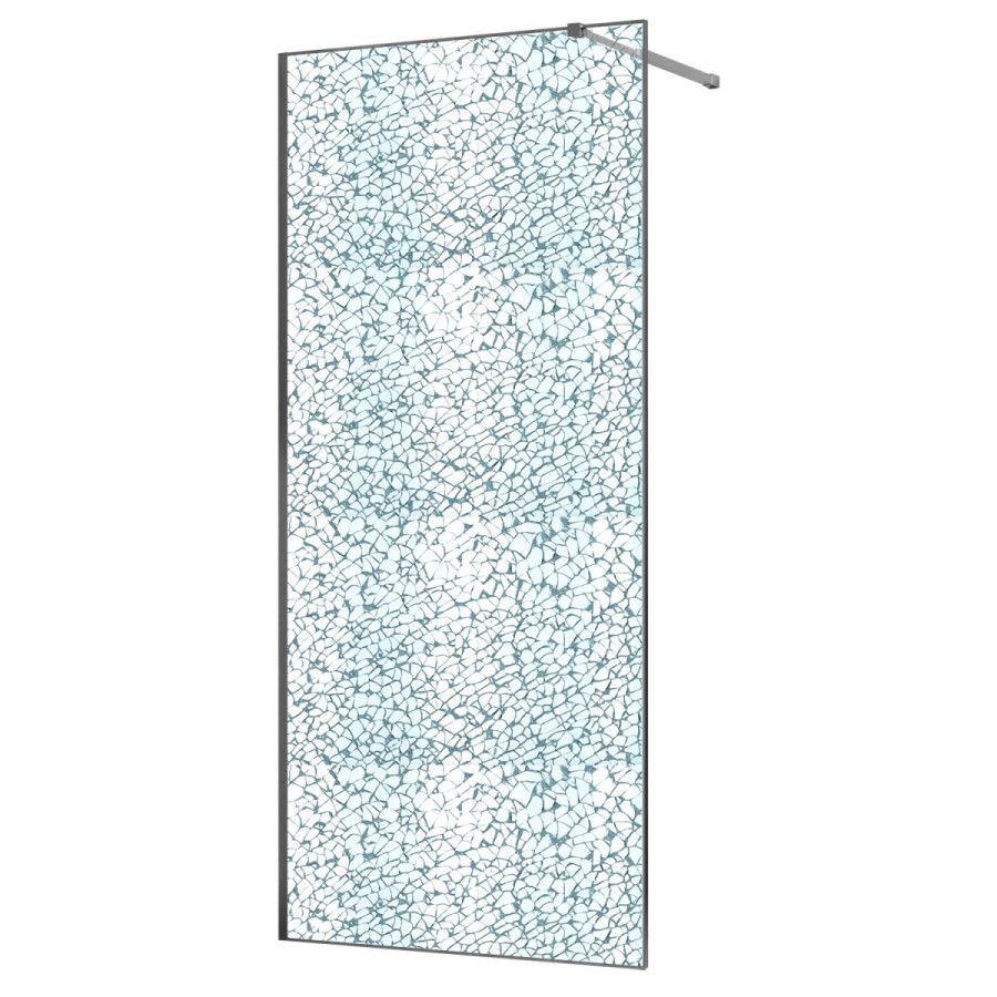 Душевая перегородка Azario Walk-in 900x2000 в рамке, "Битое стекло", толщина стекла 13 мм, профиль графит матовый AZ-275-90-MGR-CBR