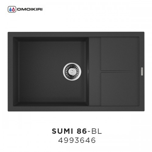 Omoikiri Sumi 86-BL 4993646 кухонная мойка тetogranit черный 86х50 см