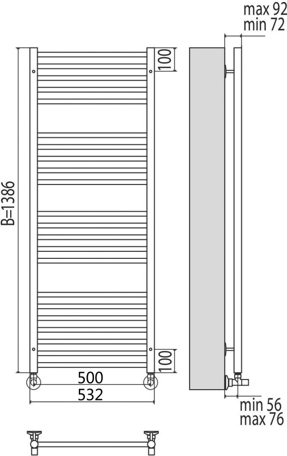 Terminus Аврора П27 полотенцесушитель водяной 500*1386