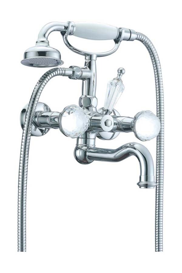 Смеситель для ванны с душевым комплектом Boheme Brilante Presente Хром с кристаллом Swarovski 353