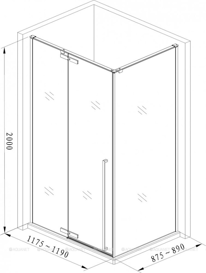 Aquanet Ideal AE-AXC92MB-S-C душевое ограждение 120*90*200