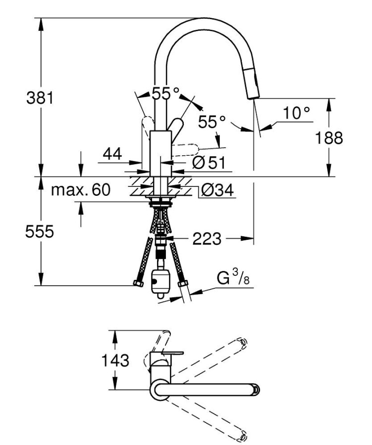 Grohe Eurostyle Cosmopolitan 31482003 смеситель для кухни хром