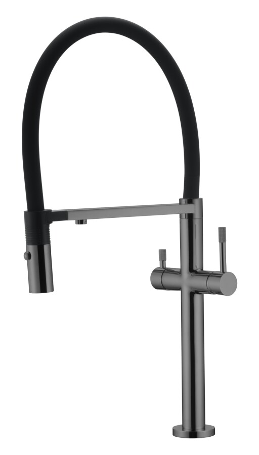 Смеситель для кухни Boheme Kitchen Uno Shine Gun Metall 115-SGM c краном для питьевой воды