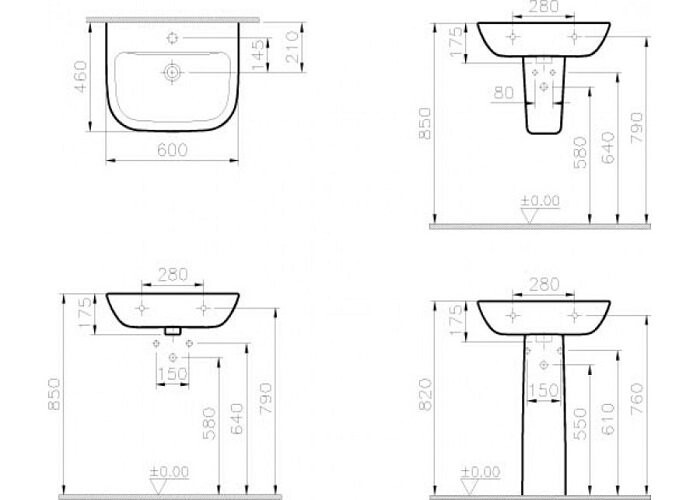 VitrA S20 5503B003-0001 раковина подвесная 60 см