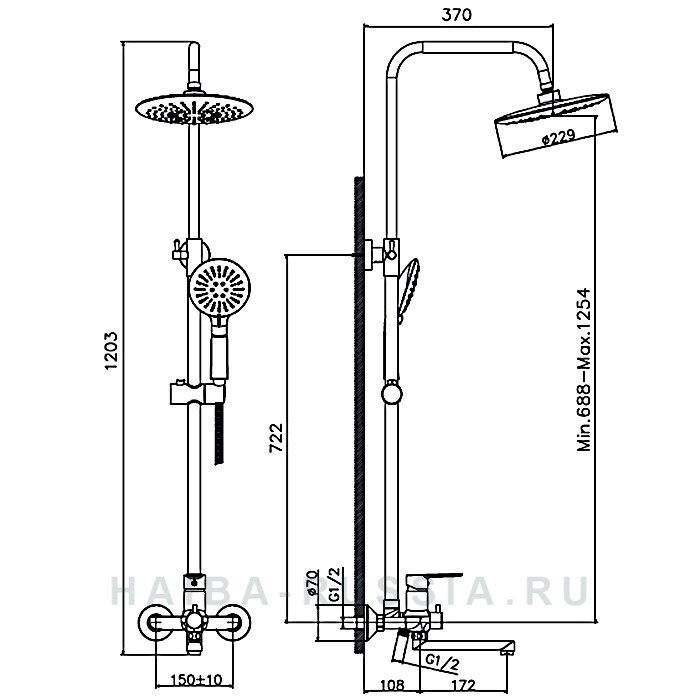 Haiba HB24557-8 Душевая система с изливом