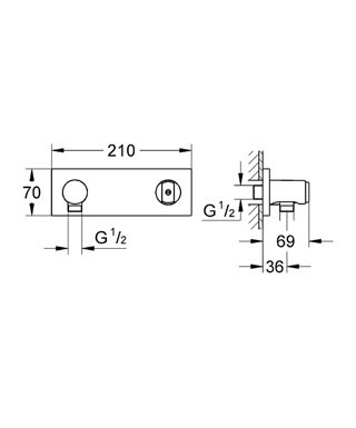 Grohe Grohtherm F 27621000 держатель настенный для ручного душа с подключением душевого шланга