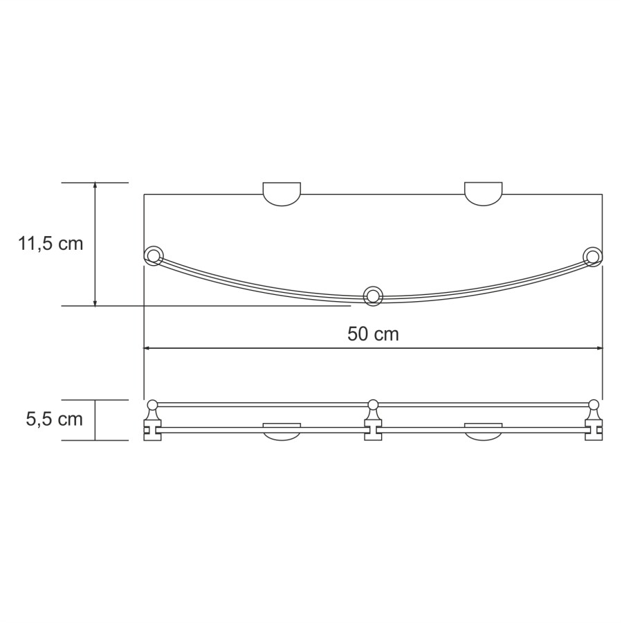 WasserKRAFT Kammel K-8344 Полка стеклянная хром