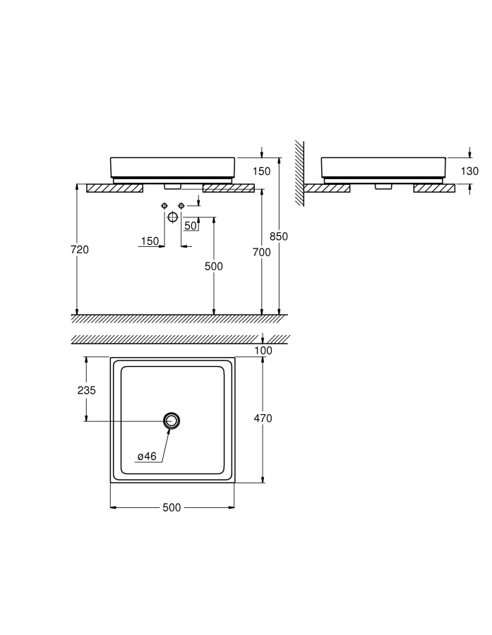 Grohe Cube Ceramic 3948100H раковина накладная 50 см альпин-белый