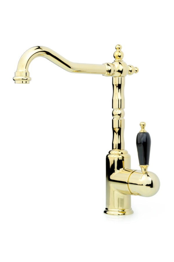 Смеситель для кухни Boheme Kitchen Tradizionale Oro черная керамика 102-BLC