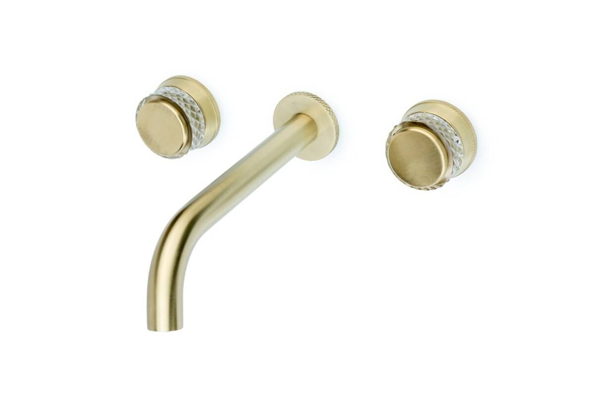 Смеситель для раковины из стены Boheme Aura Mat Gold на 3 отв. 152-2-MG-A