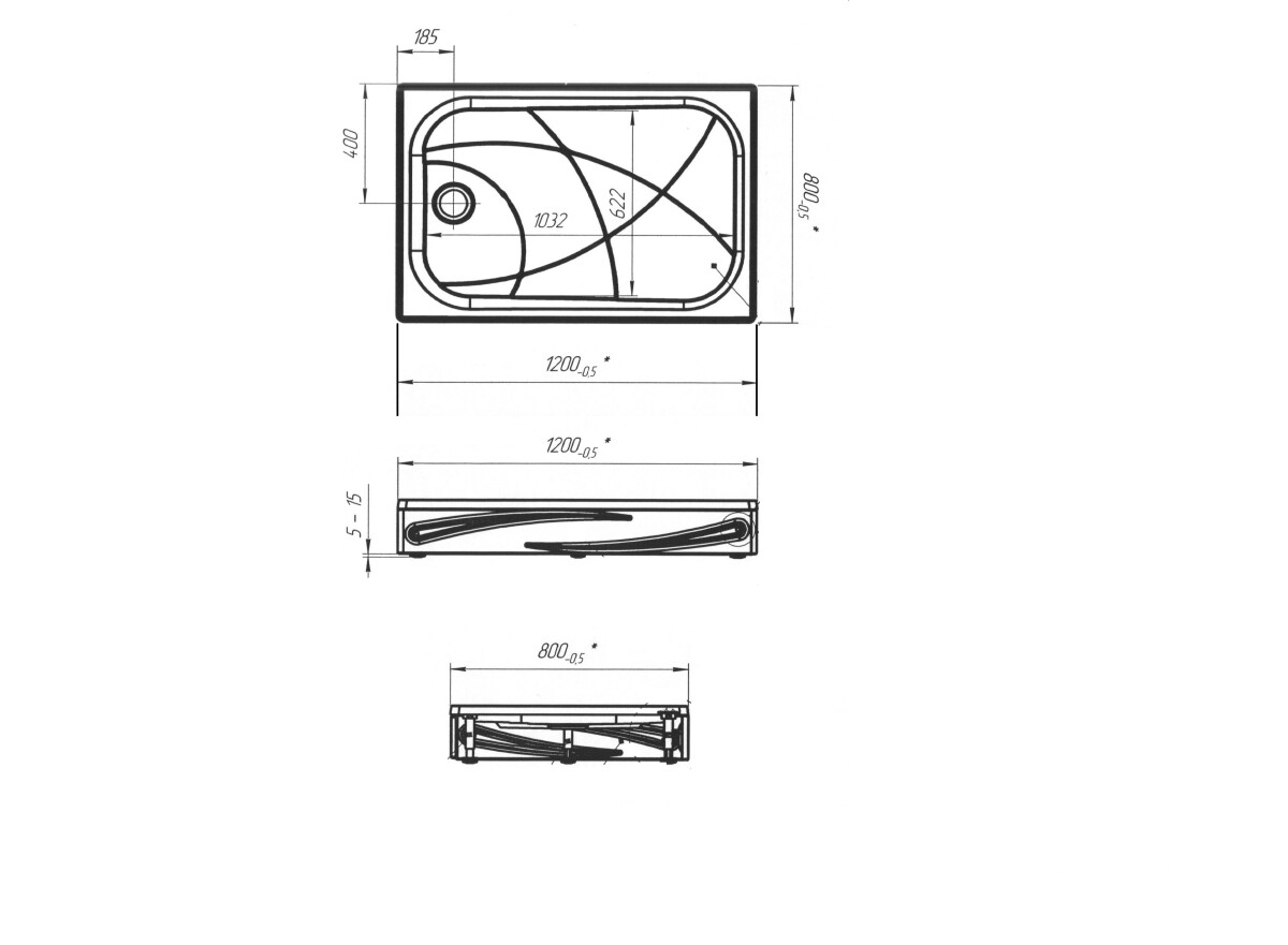 1 Marka Freya NEW прямоугольный 120*80 душевой поддон акриловый