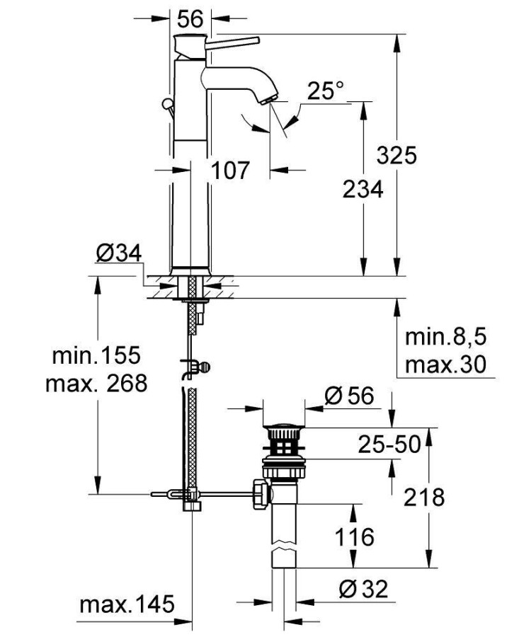 Grohe BauClassic 32868000 смеситель для раковины 28 мм