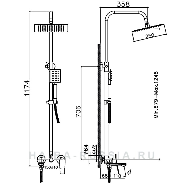 Haiba HB24533-3 Душевая система с изливом