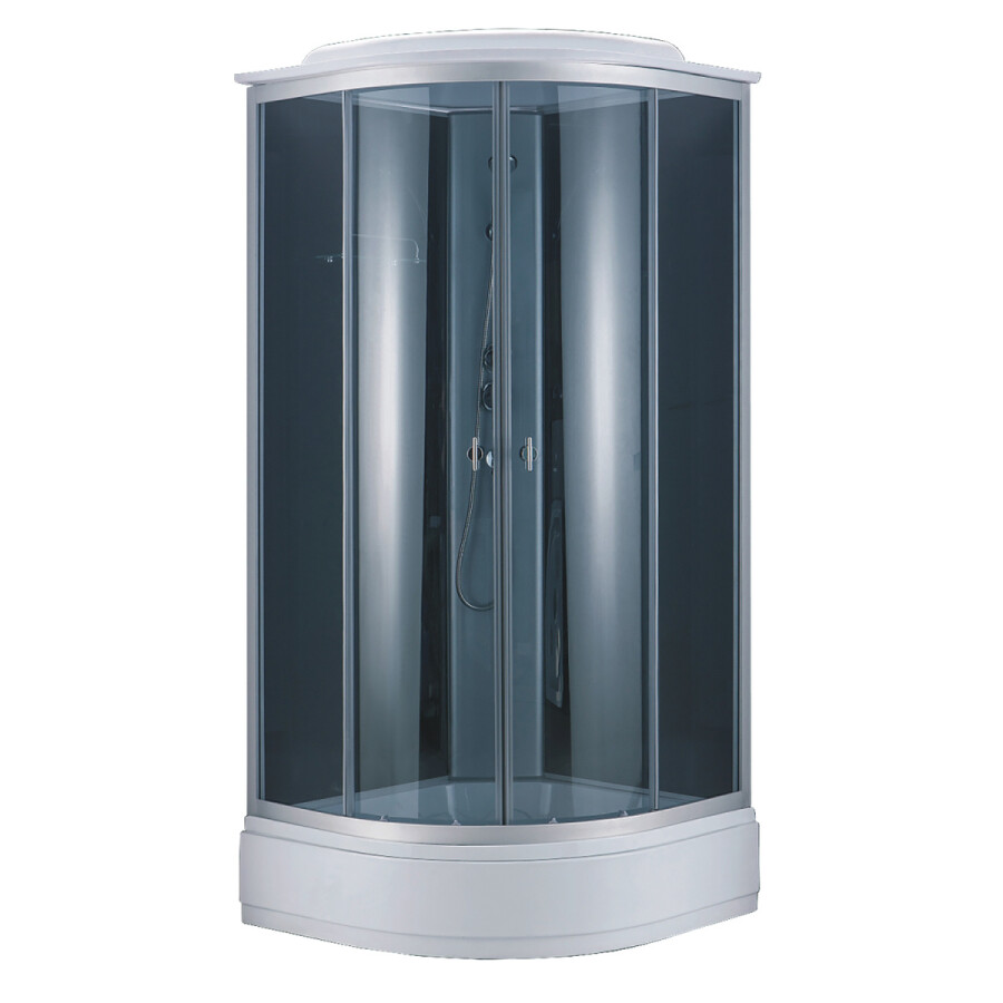 Душевая кабина Loranto 980х980х2150 белое заднее стекло, поддон 26 см, тонированное стекло 4 мм, профиль хром матовый CS-881EA26TM/B-100