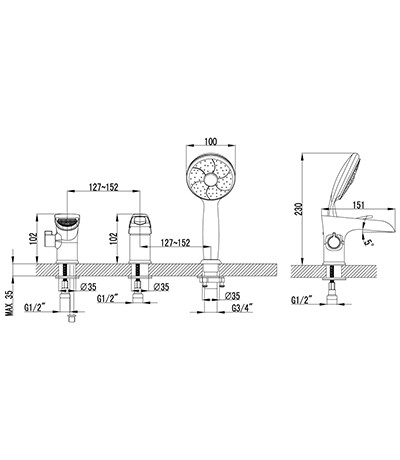 Lemark LM3245C Атлантисс смеситель на борт ванны хром