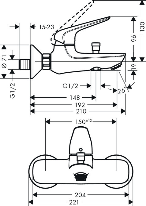 Hansgrohe Novus 71040000 смеситель для ванны хром