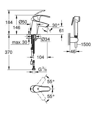 Grohe Eurosmart New 23124002 смеситель для раковины 35 мм