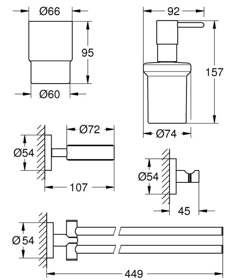 Grohe Essentials New 40846001 набор аксессуаров