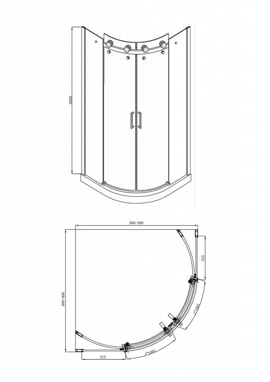 Bravat Wave BS090.1202S душевое ограждение 90*90*200