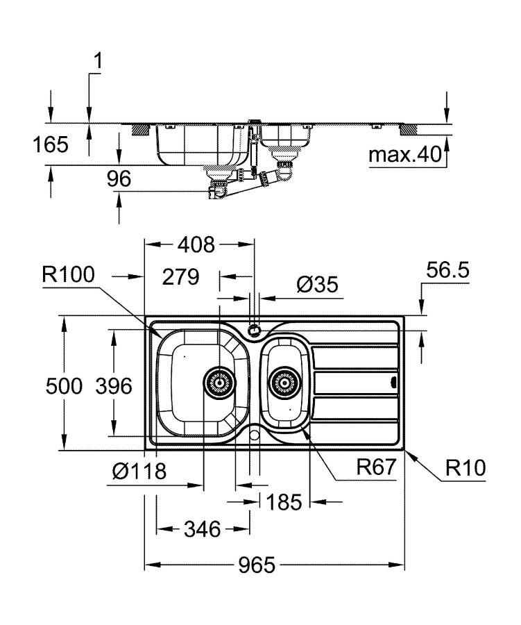 Grohe K200 60-S 96.5*50 31564SD1 мойка кухонная