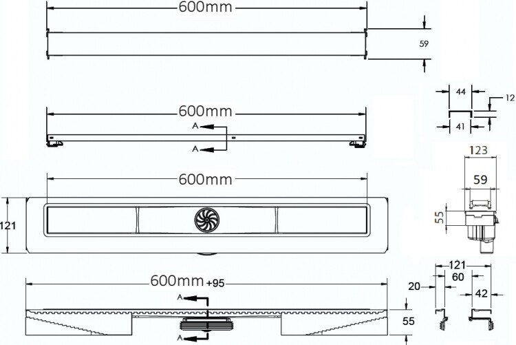 Berges Wasserhaus C1 Norma 090037 Душевой лоток 600 мм