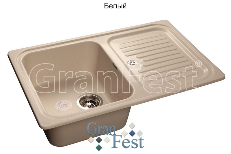 GranFest Standart GF-S780L кухонная мойка белый 77.2х50 см