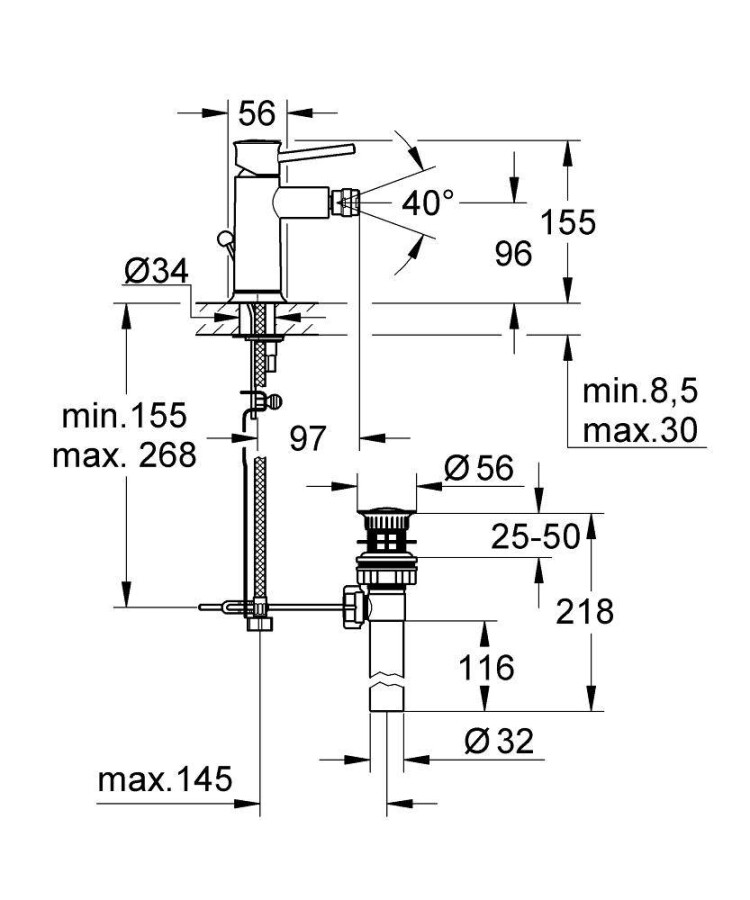 Grohe BauClassic 32864000 смеситель для биде