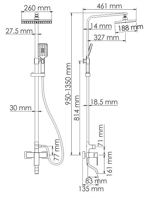 WasserKRAFT A16501 душевая система хром