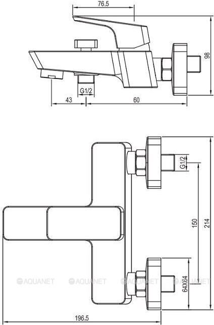 Aquanet Gotic AF440-20С смеситель для ванны хром