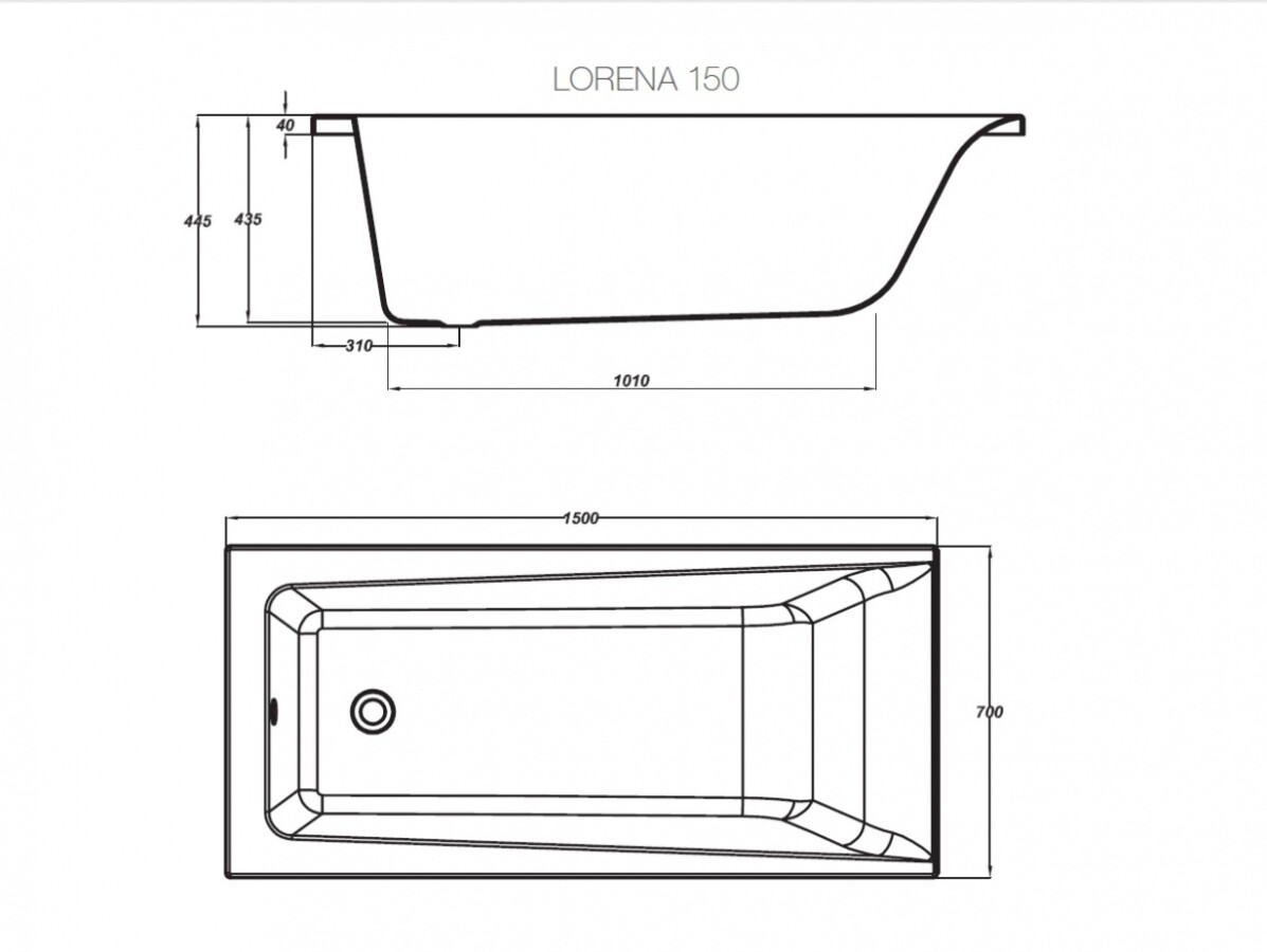 Cersanit Lorena 150*70 ванна акриловая прямоугольная 64531