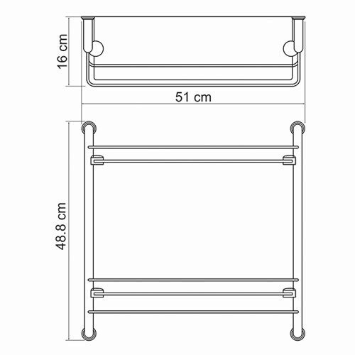 WasserKRAFT K-2022 Полка стеклянная двойная хром