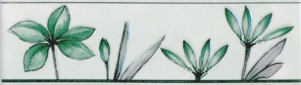Газкерамика Валентино Георгин, Цветы 20х5см бордюр настенный зеленый глянцевый