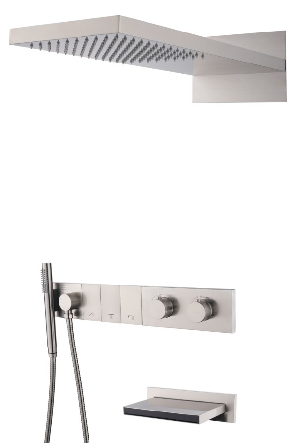 Душевая система трехпозиционная с термостатом и изливом Boheme Zodiac Nikel Brush 133-2-NB