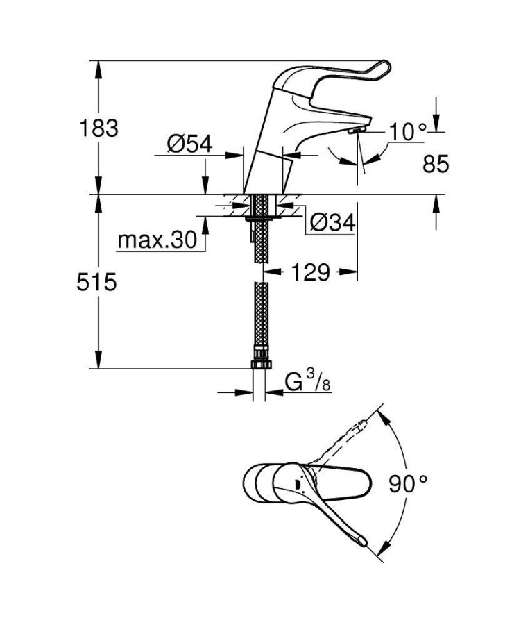 Grohe Euroeco Special 32790000 смеситель для раковины 46 мм