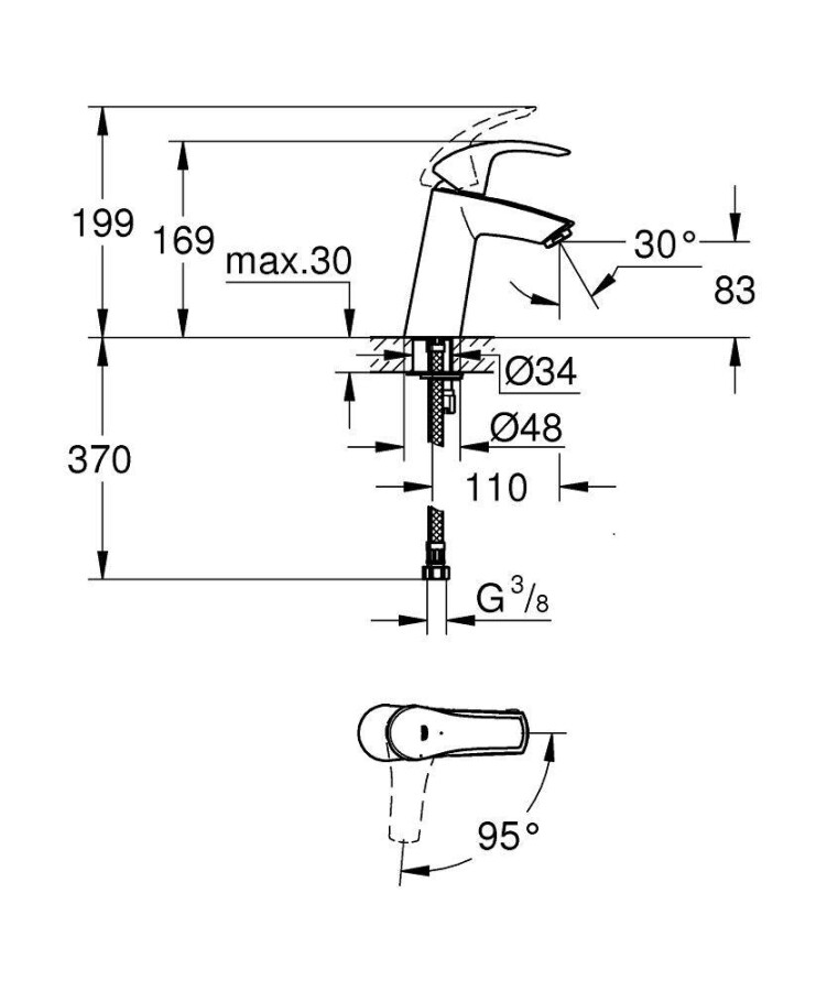 Grohe Eurosmart 2339510E смеситель для раковины 28 мм