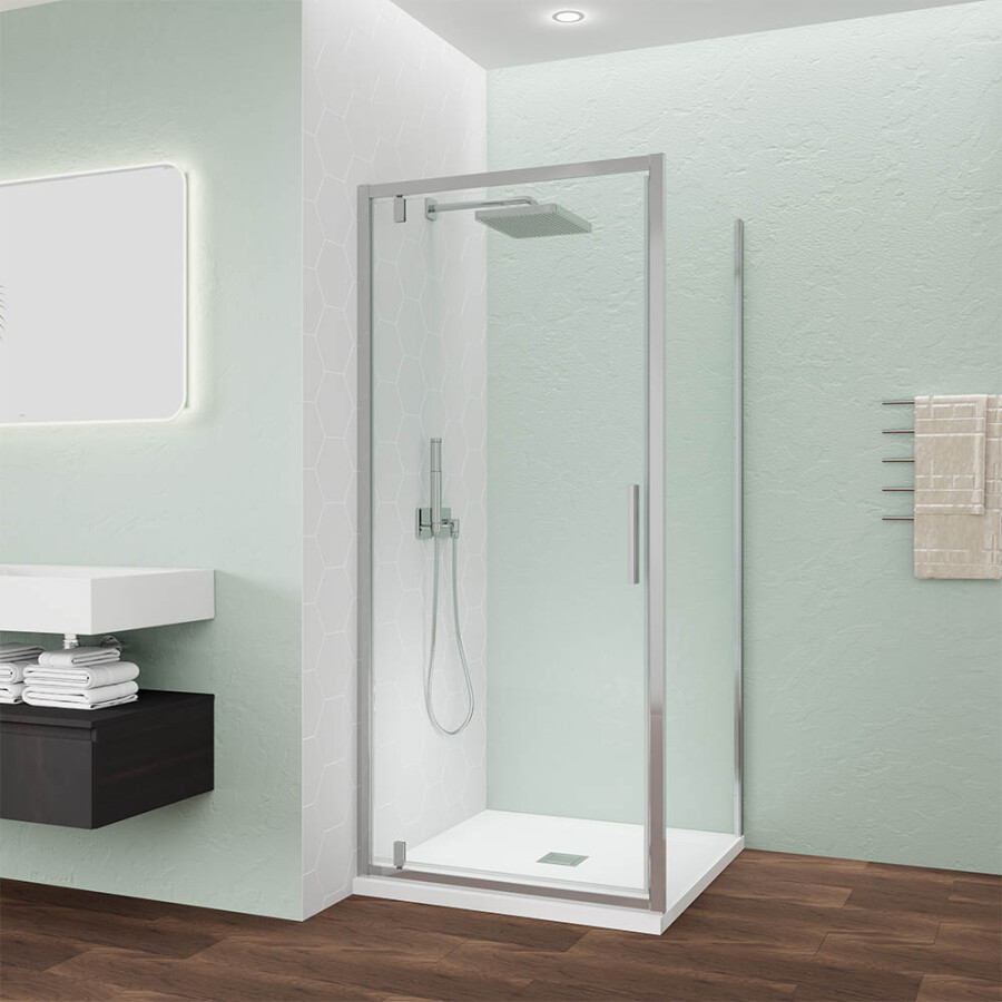 Душевой угол Veconi Ottimo P30SP CH (70×70×190) распашная, профиль хром, стекло прозрачное OP30CH-SP-7070-01-C9