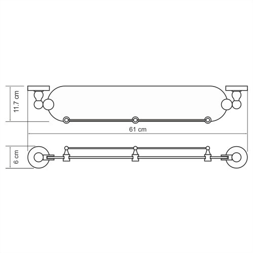 WasserKRAFT Nau K-7744 Полка стеклянная с бортиком хром