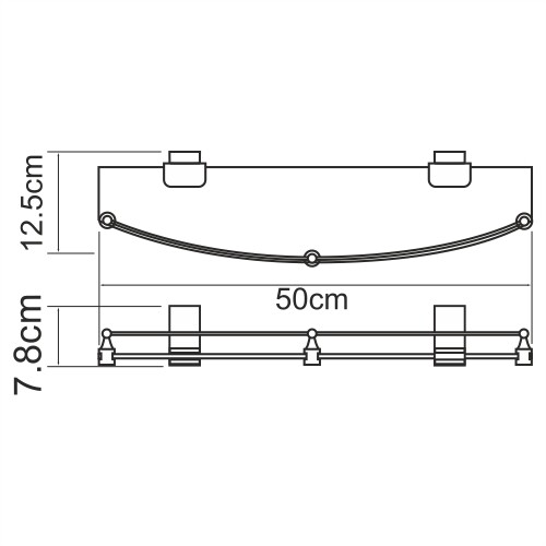 WasserKRAFT Lopau K-6044 Полка стеклянная с бортиком хром