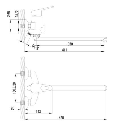 Lemark LM4151C Луна смеситель для ванны хром