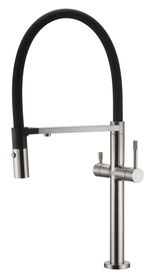 Смеситель для кухни Boheme Kitchen Uno Nikel Brush 115-NB c краном для питьевой воды