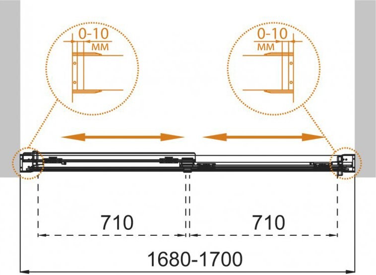 Cezares TANDEM-SOFT-VF-2-170/145-P-Cr 170*145 шторка на ванну